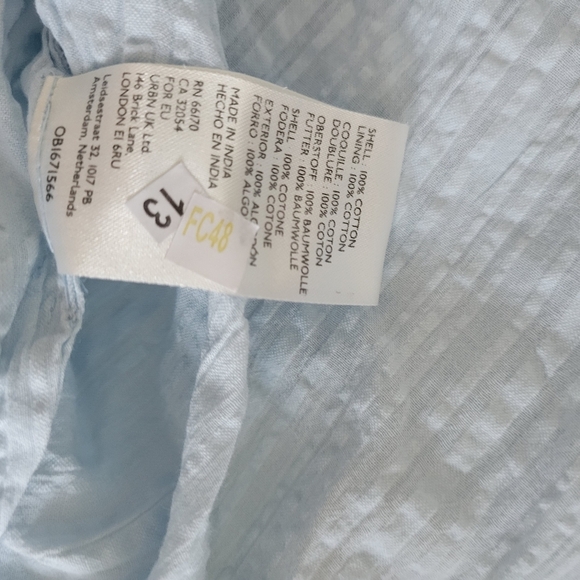 NWOT Free People Women's Ruffle Trim Puffy Sleeves Light Blue Crop Blouse Sz XS - Picture 12 of 13